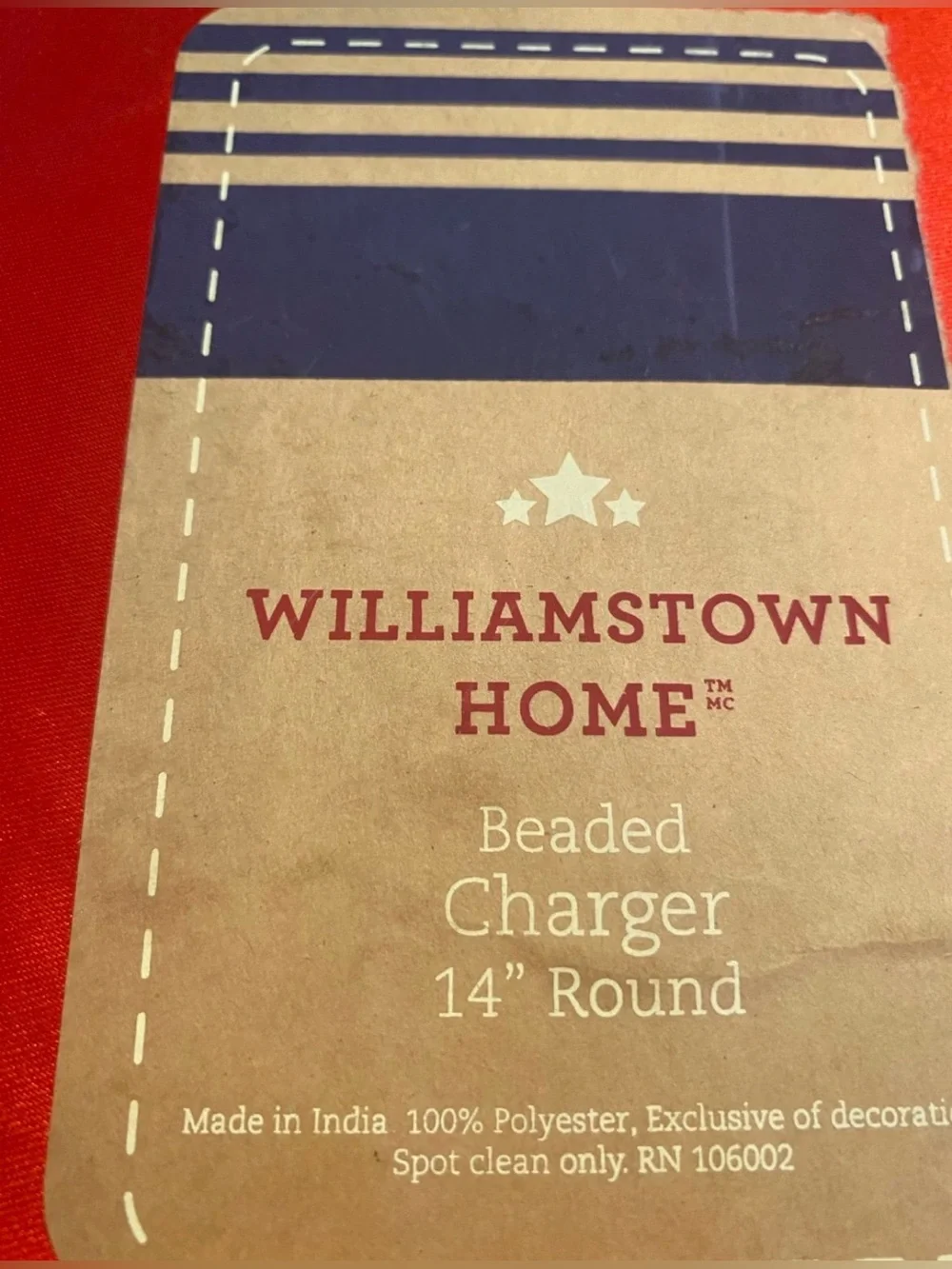 Williamstown Home Beaded Patriotic Flag Charger Placemat- set of 2 Flag LAST SET